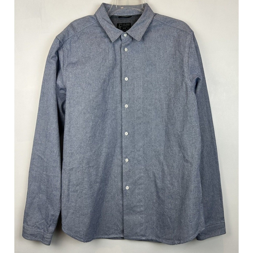 JC Rags Shirt Mens XXL Button Hevyweight Button Long Sleeve Blue Thick